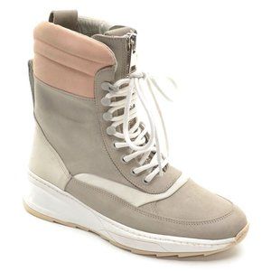 Filling Pieces Gray Leather Lace Up High Top Sneaker 38